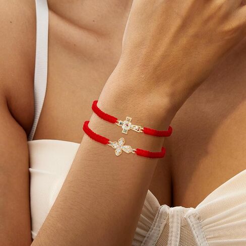 6 Pieces Religious Protection Bracelet Catholic Virgen De Guadalupe Bracelet San Benito Bracelet Jesus Cross Bracelet Handmade Adjustable for Women Men in Kuwait