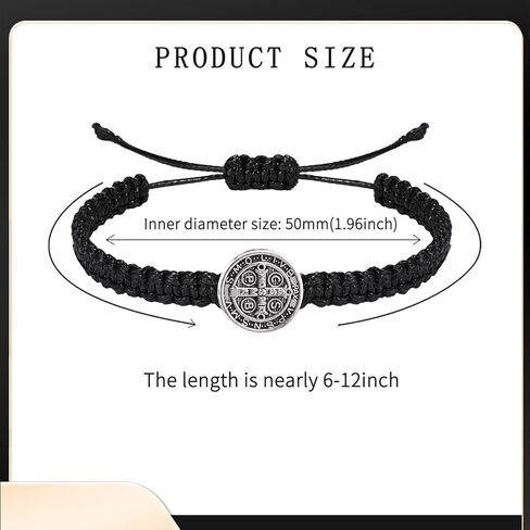 6 قطع سوار الحماية الدينية الكاثوليكية فيرجن دي غوادالوبي سوار سان بينيتو سوار يسوع الصليب سوار اليدوية قابل للتعديل للنساء الرجال in Kuwait