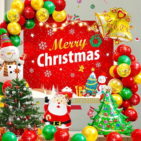 Merry Christmas Balloons Arch Kit for Christmas Decorations - Huge| Merry Christmas Banner for Christmas Decorations | Santa Claus Balloon | Christmas Garland Balloons for Christmas Party Decorations in Saudi Arabia
