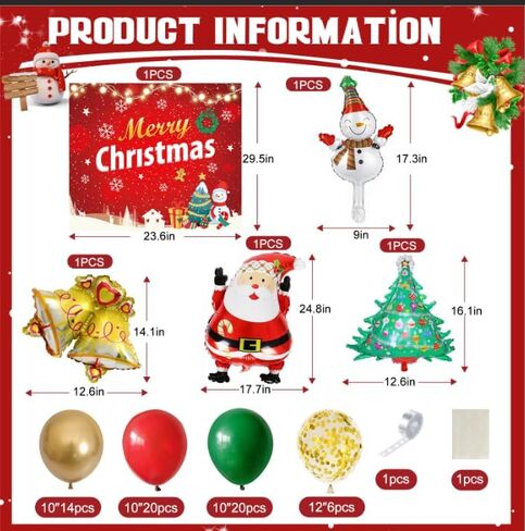 Merry Christmas Balloons Arch Kit for Christmas Decorations - Huge| Merry Christmas Banner for Christmas Decorations | Santa Claus Balloon | Christmas Garland Balloons for Christmas Party Decorations in Saudi Arabia