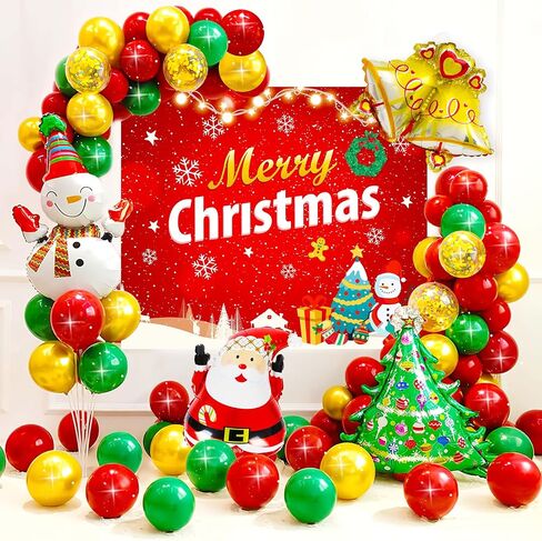 Merry Christmas Balloons Arch Kit for Christmas Decorations - Huge| Merry Christmas Banner for Christmas Decorations | Santa Claus Balloon | Christmas Garland Balloons for Christmas Party Decorations in Saudi Arabia