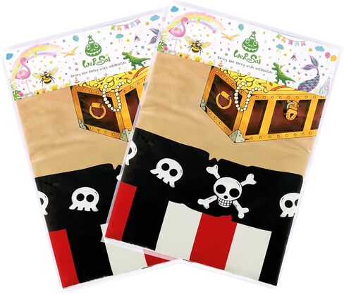 WERNNSAI Pirate Party Tablecloth - 2 Pack 54'' x 108'' Pirate Party Supplies Disposable Island Treasure Map Tablecover Rectangular Nautical Party Decoration for Boys Pirate Theme Dining Table Cover in Saudi Arabia