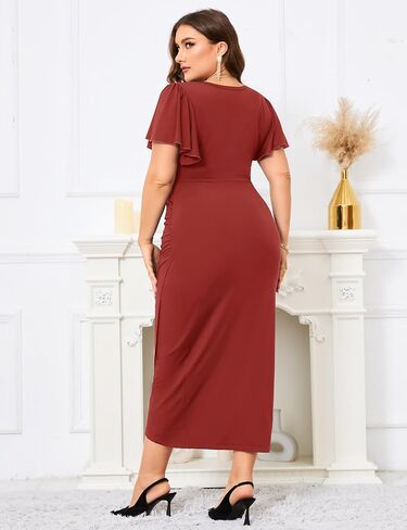 ZOMVA 2024 Plus Size Cocktail Dress Comfortable Bell Sleeves Wedding Guest Square Neck Semi Formal in Saudi Arabia