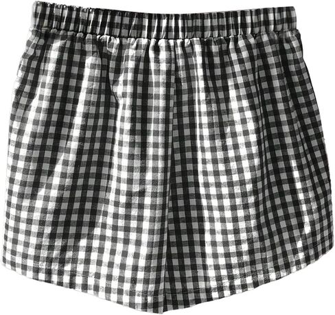OYOANGLE Women's Plus Size Plaid Print Elastic Drawstring Waist Shorts Color Block Casual Lounge Shorts in Saudi Arabia