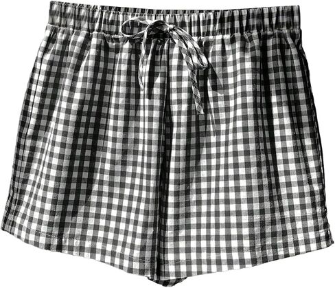 OYOANGLE Women's Plus Size Plaid Print Elastic Drawstring Waist Shorts Color Block Casual Lounge Shorts in Saudi Arabia