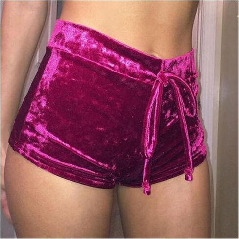 ZZSRJ Ladies Pink Casual Skinny Drawstring Shorts (Color : Red, Size : Medium) in Saudi Arabia