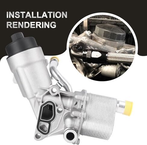 طقم مهايئ تجميع مبيت مبرد زيت المحرك من الحديد الزهر مع غطاء غطاء جوانات متوافق مع 2013-2019 Chevy Trax Sonic Cruze Limited Buick Encore L4 1.4L Raplace 55566784، 650039 in Kuwait