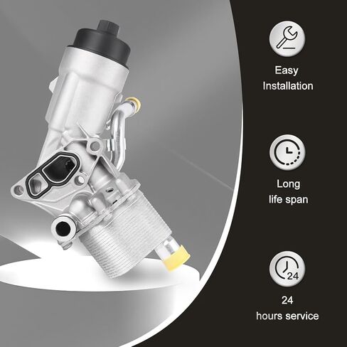 طقم مهايئ تجميع مبيت مبرد زيت المحرك من الحديد الزهر مع غطاء غطاء جوانات متوافق مع 2013-2019 Chevy Trax Sonic Cruze Limited Buick Encore L4 1.4L Raplace 55566784، 650039 in Kuwait