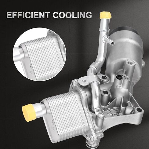 طقم مهايئ تجميع مبيت مبرد زيت المحرك من الحديد الزهر مع غطاء غطاء جوانات متوافق مع 2013-2019 Chevy Trax Sonic Cruze Limited Buick Encore L4 1.4L Raplace 55566784، 650039 in Kuwait