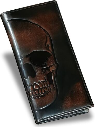 DK86 Long Wallet For Men, Rodeo Wallet, Rfid Blocking, Full Grain Leather with Hand Burnished, black in Saudi Arabia