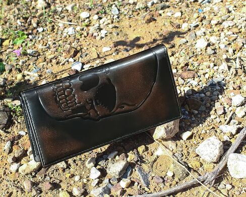 DK86 Long Wallet For Men, Rodeo Wallet, Rfid Blocking, Full Grain Leather with Hand Burnished, black in Saudi Arabia