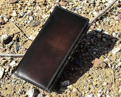 DK86 Long Wallet For Men, Rodeo Wallet, Rfid Blocking, Full Grain Leather with Hand Burnished, black in Saudi Arabia