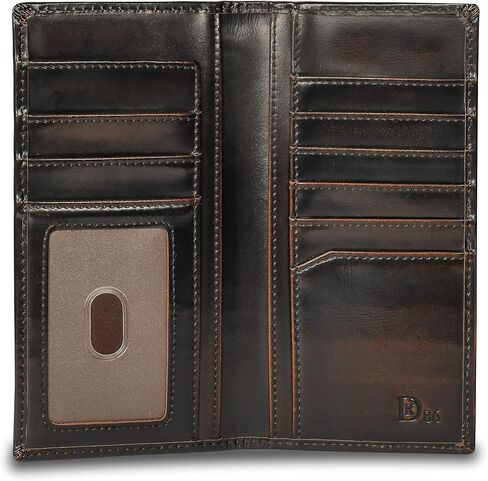 DK86 Long Wallet For Men, Rodeo Wallet, Rfid Blocking, Full Grain Leather with Hand Burnished, black in Saudi Arabia