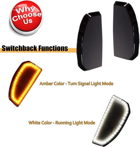 GTINTHEBOX for 2007-2021 Toyota Tundra Side Towing Mirror Turn Signal Light Smoke Switchback Amber & White LED Lamp in Saudi Arabia