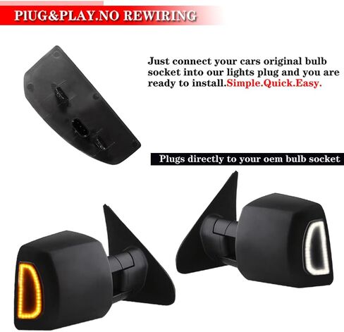 GTINTHEBOX for 2007-2021 Toyota Tundra Side Towing Mirror Turn Signal Light Smoke Switchback Amber & White LED Lamp in Saudi Arabia