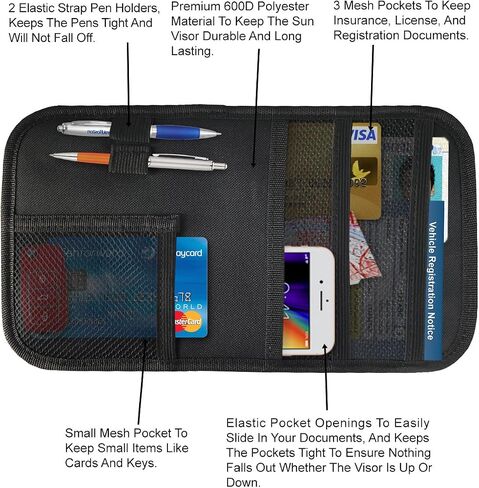 lebogner Car Sun Visor Organizer, Auto Interior Accessories Pocket Organizer, Registration and Document Holder, Personal Belonging Storage Pouch Organizer, Interior Accessories Pocket Organizer in Saudi Arabia