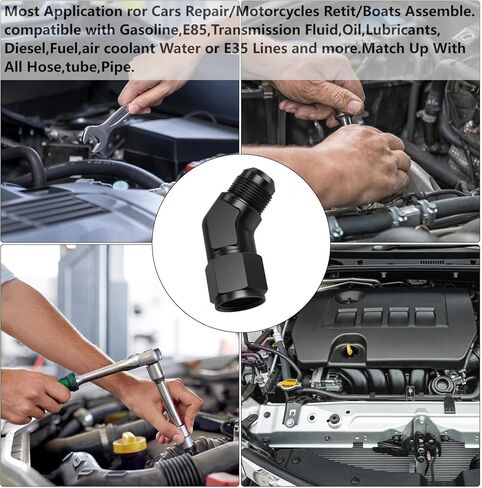8AN Female to 8AN Male 45 Degree Elbow Swivel Fitting Adapter Aluminum (Black) in Saudi Arabia