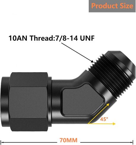8AN Female to 8AN Male 45 Degree Elbow Swivel Fitting Adapter Aluminum (Black) in Saudi Arabia