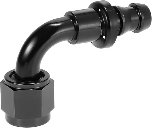 8AN 90 Degree Push Lock Hose End Fitting, Swivel for CPE Braided Hose, Aluminum Auto Push Lock Hose End Fitting for Rubber Fuel Line, Car Accessories Universal for SUV, Truck, RV（Black/AN8） in Saudi Arabia