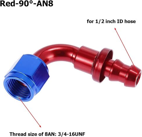 8AN 90 Degree Push Lock Hose End Fitting, Swivel for CPE Braided Hose, Aluminum Auto Push Lock Hose End Fitting for Rubber Fuel Line, Car Accessories Universal for SUV, Truck, RV（Black/AN8） in Saudi Arabia