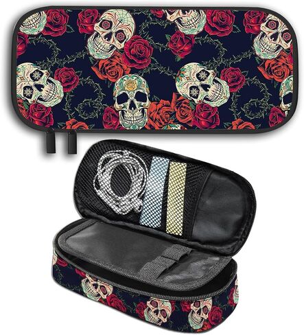 Pencil Case for Boys Girls - Durable Kids Pen Pencil Case, Large Capacity Pencil Pouch Organizer for School Student Office Supplies, Sugar Skull in Saudi Arabia