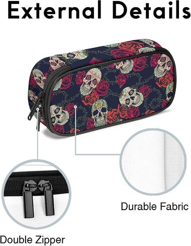 Pencil Case for Boys Girls - Durable Kids Pen Pencil Case, Large Capacity Pencil Pouch Organizer for School Student Office Supplies, Sugar Skull in Saudi Arabia