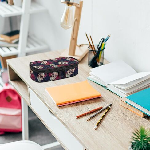 Pencil Case for Boys Girls - Durable Kids Pen Pencil Case, Large Capacity Pencil Pouch Organizer for School Student Office Supplies, Sugar Skull in Saudi Arabia