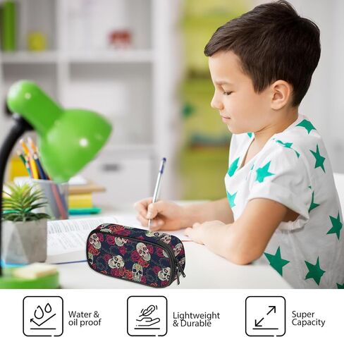 Pencil Case for Boys Girls - Durable Kids Pen Pencil Case, Large Capacity Pencil Pouch Organizer for School Student Office Supplies, Sugar Skull in Saudi Arabia