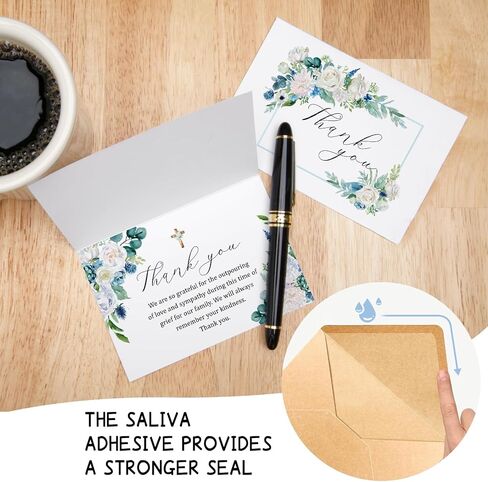 25 Pack Funeral Thank You Cards with Envelopes Matching Stickers Messages Inside 4×6 in, Watercolor Rose Cross Bereavement Sympathy Thank You Cards for Funeral Family Friends Loved Ones in Saudi Arabia