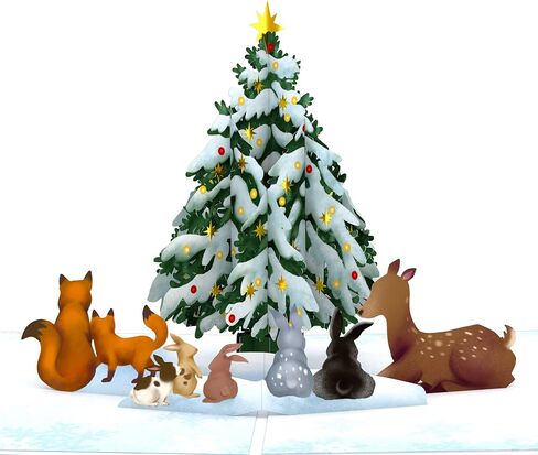 Lovepop Christmas Pop-Up Card for Her and Him - 3D Greeting Cards for Boys, Girls, Men, Women - Woodland White Christmas - 5" x 7" Card - Blank Note Card & Envelope Included in Saudi Arabia