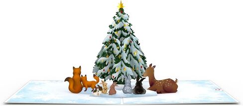 Lovepop Christmas Pop-Up Card for Her and Him - 3D Greeting Cards for Boys, Girls, Men, Women - Woodland White Christmas - 5" x 7" Card - Blank Note Card & Envelope Included in Saudi Arabia