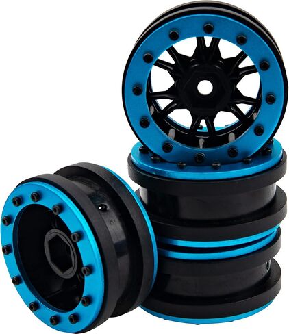4Pcs HIRCQOO Plastic 1.9'' Beadlock Wheel Rims Hubs 1.9 Wheels Compatible with Axial SCX10 SCX10-II Traxxas TRX4 RC4WD D90 Tamiya CC01 RedCat Gen7 1/10 RC Crawler (Black) in Saudi Arabia