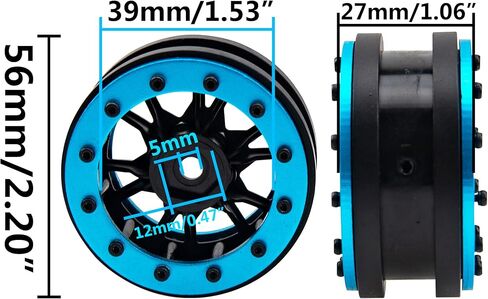 4Pcs HIRCQOO Plastic 1.9'' Beadlock Wheel Rims Hubs 1.9 Wheels Compatible with Axial SCX10 SCX10-II Traxxas TRX4 RC4WD D90 Tamiya CC01 RedCat Gen7 1/10 RC Crawler (Black) in Saudi Arabia