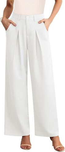POKWAI Wide Leg Dress Pants Women's High Waisted Dressy Work Pants Business Trousers in Saudi Arabia