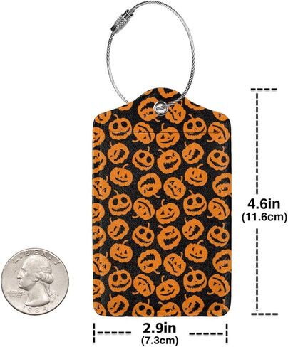 2 Pcs Halloween Luggage Tag for Suitcases, Pumpkins Faces Tag, Women Men Boys Girl Kids, Leather Stainless Steel Loop Label in Saudi Arabia