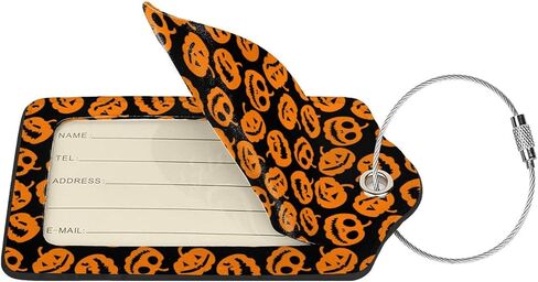 2 Pcs Halloween Luggage Tag for Suitcases, Pumpkins Faces Tag, Women Men Boys Girl Kids, Leather Stainless Steel Loop Label in Saudi Arabia