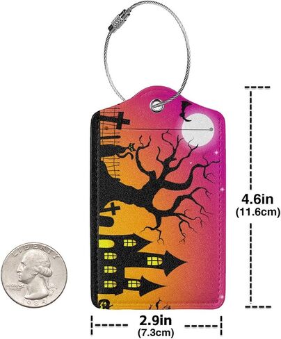 2 Pcs Halloween Luggage Tag for Suitcases, Pumpkins Faces Tag, Women Men Boys Girl Kids, Leather Stainless Steel Loop Label in Saudi Arabia