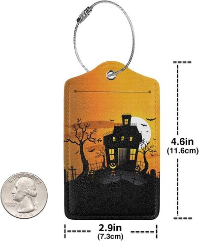 2 Pcs Halloween Luggage Tag for Suitcases, Pumpkins Faces Tag, Women Men Boys Girl Kids, Leather Stainless Steel Loop Label in Saudi Arabia