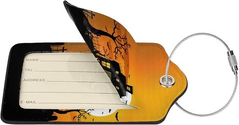 2 Pcs Halloween Luggage Tag for Suitcases, Pumpkins Faces Tag, Women Men Boys Girl Kids, Leather Stainless Steel Loop Label in Saudi Arabia