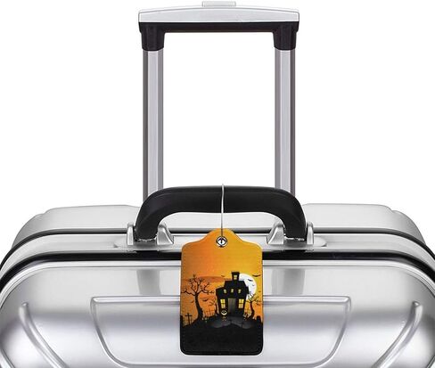 2 Pcs Halloween Luggage Tag for Suitcases, Pumpkins Faces Tag, Women Men Boys Girl Kids, Leather Stainless Steel Loop Label in Saudi Arabia