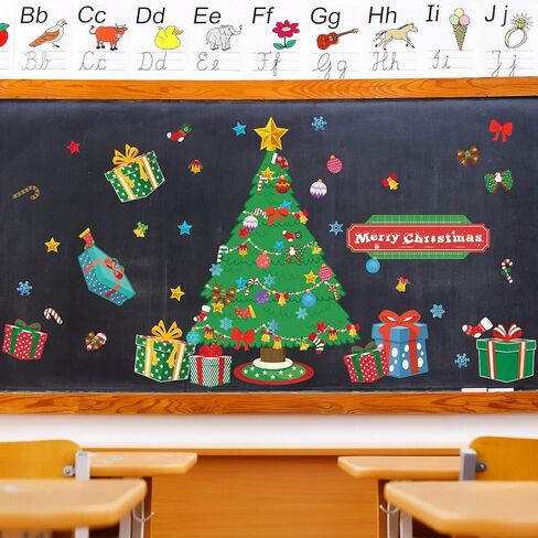 71 Pieces Christmas Classroom Bulletin Board Decor Christmas Tree Poster Merry Christmas Banner Christmas Tree Candy Canes Star Bell Snowflake Presents Christmas Stocking Christmas Ball Bows Cutouts in Kuwait