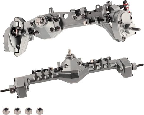 CNC Aluminum Offset Portal Front Rear Axle for 1/10 RC Crawler Axial SCX10 III AXI03029 LCG Chassis Cheater Rigs Upgrade Parts (Titanium) in Saudi Arabia
