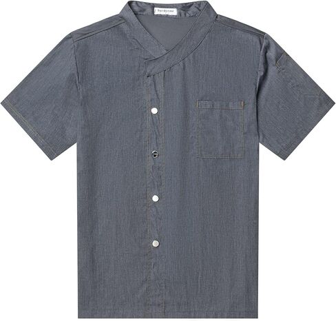 Unisex Chef Coat for Men Women Short Sleeve Press Button Chef Jacket Hotel Kitchen Uniform Shirts with Pocket in Saudi Arabia