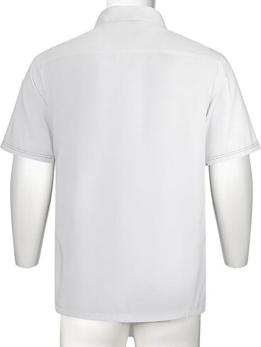 Unisex Chef Coat for Men Women Short Sleeve Press Button Chef Jacket Hotel Kitchen Uniform Shirts with Pocket in Saudi Arabia