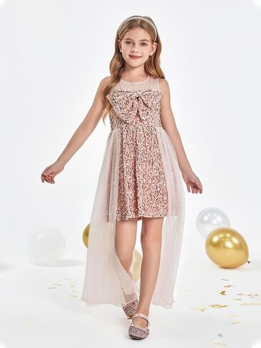 Haloumoning Girls Sequin Dress Kids Formal Sleeveless Pageant Birthday Party Dresses 5-14 Years in Saudi Arabia
