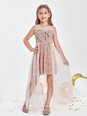 Haloumoning Girls Sequin Dress Kids Formal Sleeveless Pageant Birthday Party Dresses 5-14 Years in Saudi Arabia