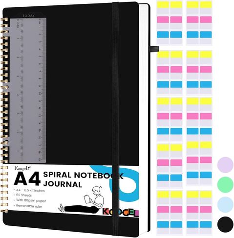 Koogel Spiral Notebook Journal, Ruled Notebook 8.5" x 11" Journaling Notebooks Hardcover Spiral Bound Journals with 120 Pages for Women Men Work School,Black in Saudi Arabia