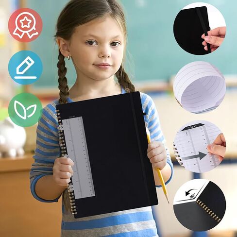 Koogel Spiral Notebook Journal, Ruled Notebook 8.5" x 11" Journaling Notebooks Hardcover Spiral Bound Journals with 120 Pages for Women Men Work School,Black in Saudi Arabia