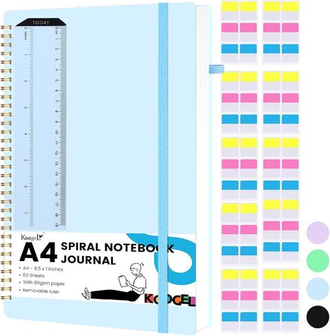 Koogel Spiral Notebook Journal, Ruled Notebook 8.5" x 11" Journaling Notebooks Hardcover Spiral Bound Journals with 120 Pages for Women Men Work School,Black in Saudi Arabia