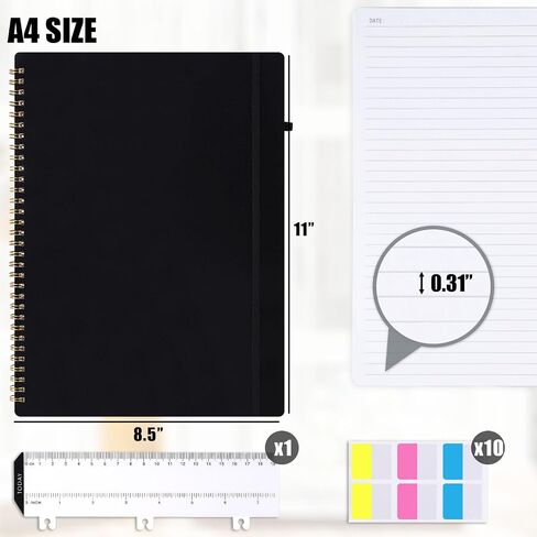 Koogel Spiral Notebook Journal, Ruled Notebook 8.5" x 11" Journaling Notebooks Hardcover Spiral Bound Journals with 120 Pages for Women Men Work School,Black in Saudi Arabia